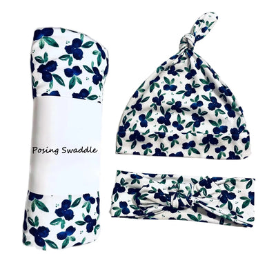 Newborn Swaddle Set (with matching beanie and headband)